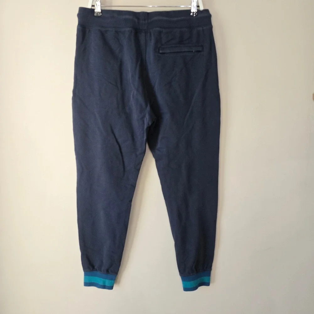 Psycho Bunny Mens Navy Blue Camo Logo Joggers Sweatpants Striped Cuffs Size L